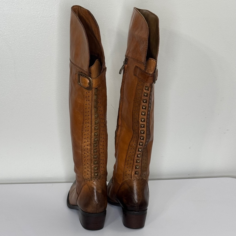 Vince Camuto Bollo Knee-High Brown Leather Studded Riding Boots Wm Sz 7.… - Picture 4 of 11